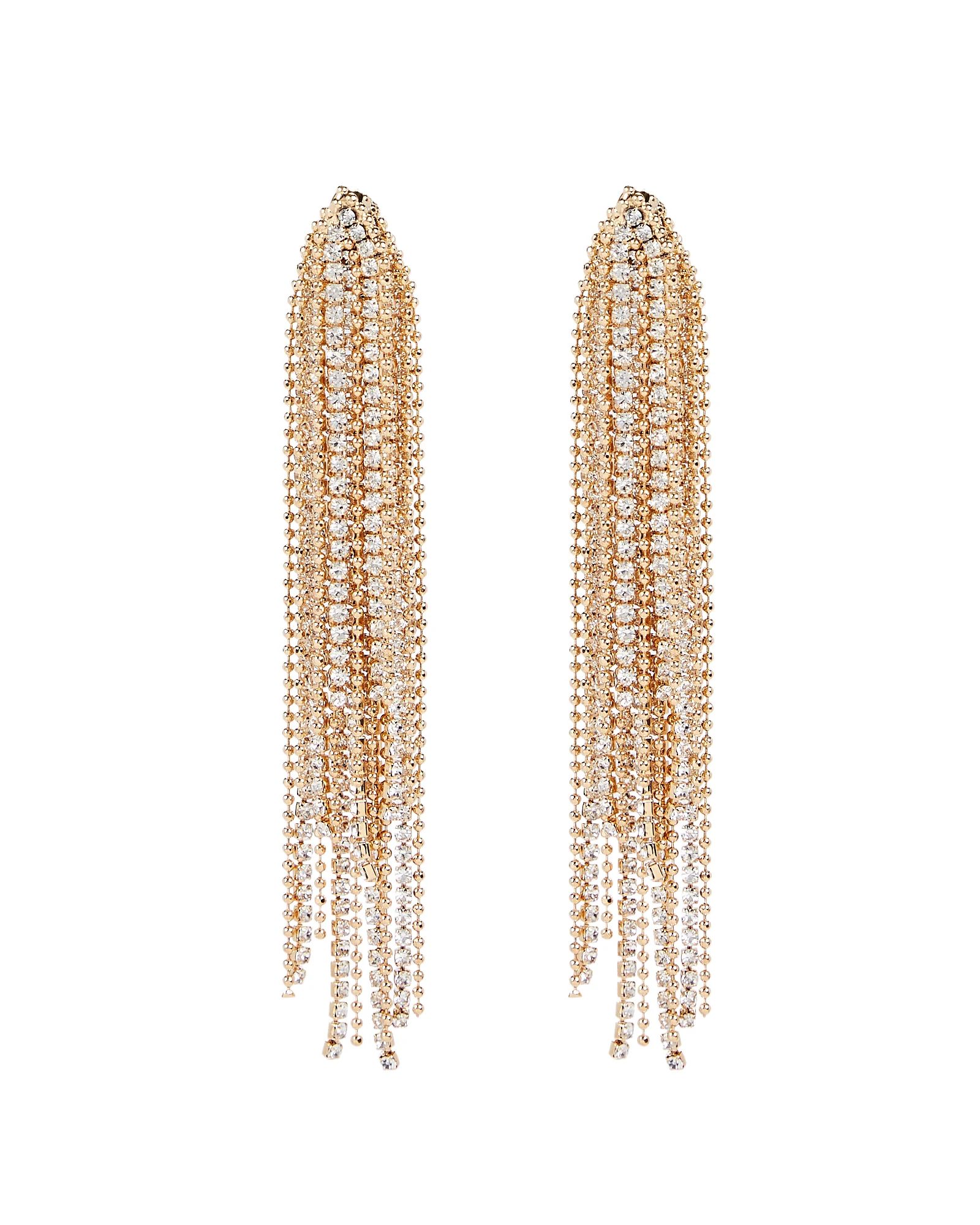 Gold Vermeil Crystal Fringe Earrings | INTERMIX