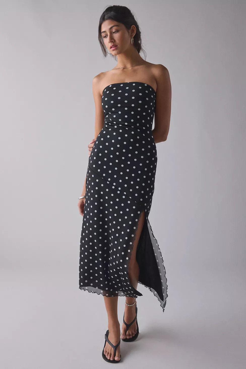 UO Samara Mesh Strapless Midi Dress | Urban Outfitters (US and RoW)