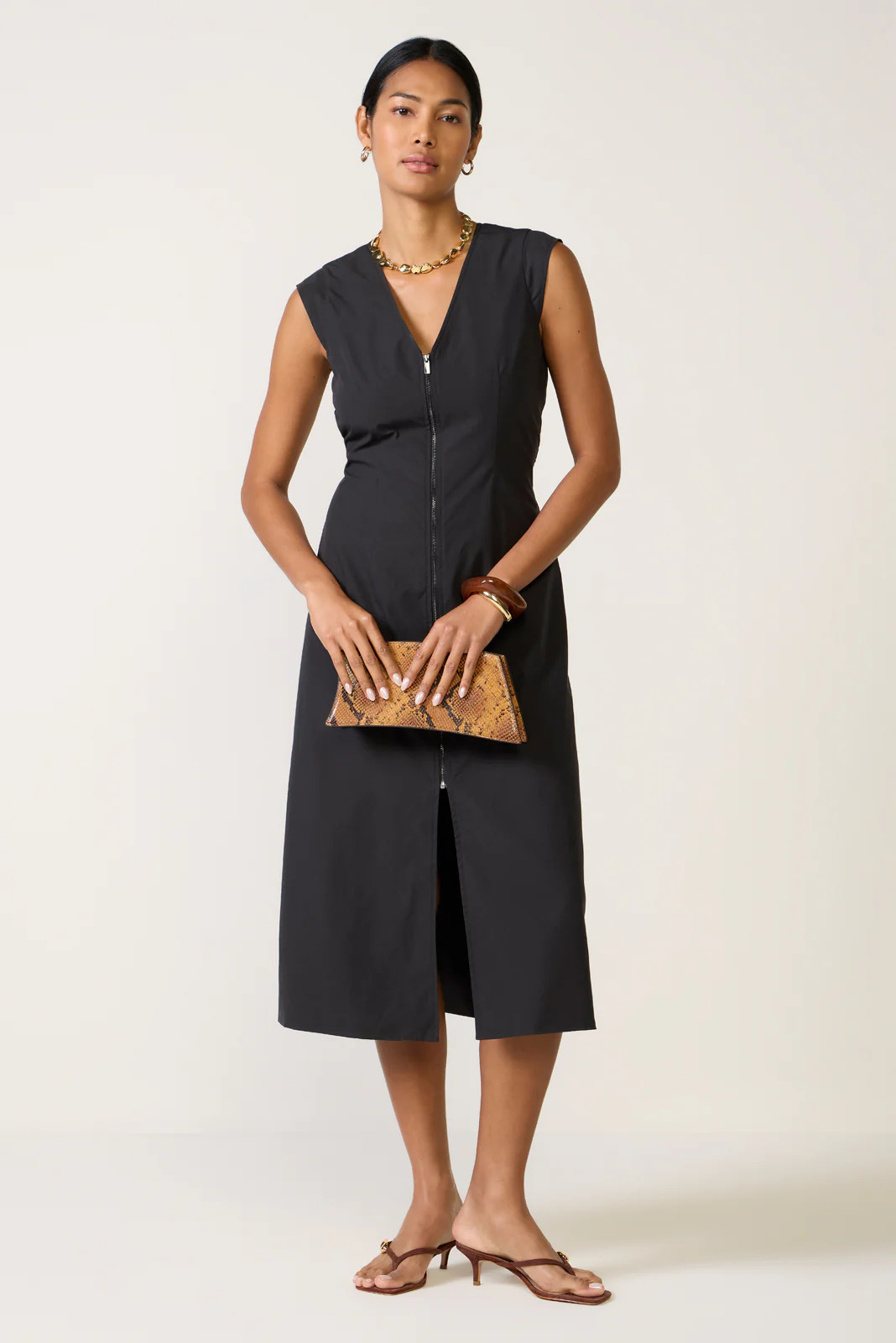 Laurel Zip Front Midi Dress | Evereve