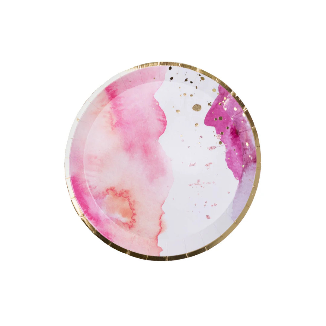 Pretty in Pink Watercolor Paper Dessert Plates | Ellie and Piper