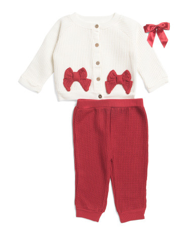 Newborn Girls 3pc Bow Cardigan Set | Baby Girls (0-24m) | Marshalls | Marshalls