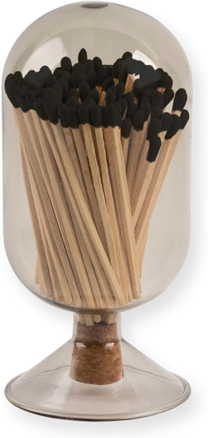 Glass Cloche - Decorative Match Jar with Striker. Perfect for Long Wooden Matches, Bathroom Acces... | Amazon (US)
