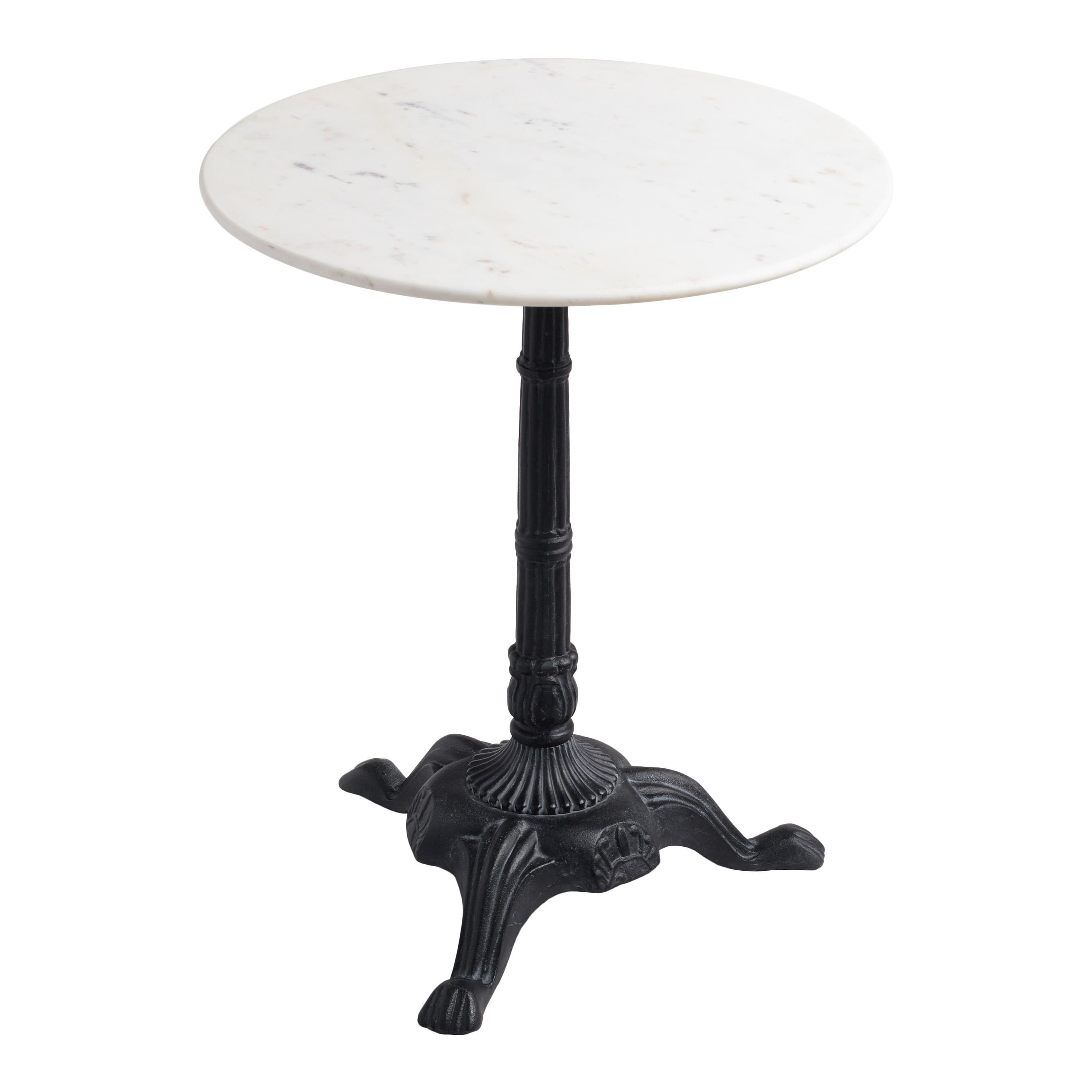 Round White Marble and Black Metal Bistro Accent Table | World Market
