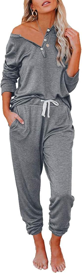 AUTOMET Womens Lounge Sets Loungewear Sets Short & Long Sleeve Pjs Sets with Jogger Sweatpants Sweat | Amazon (US)