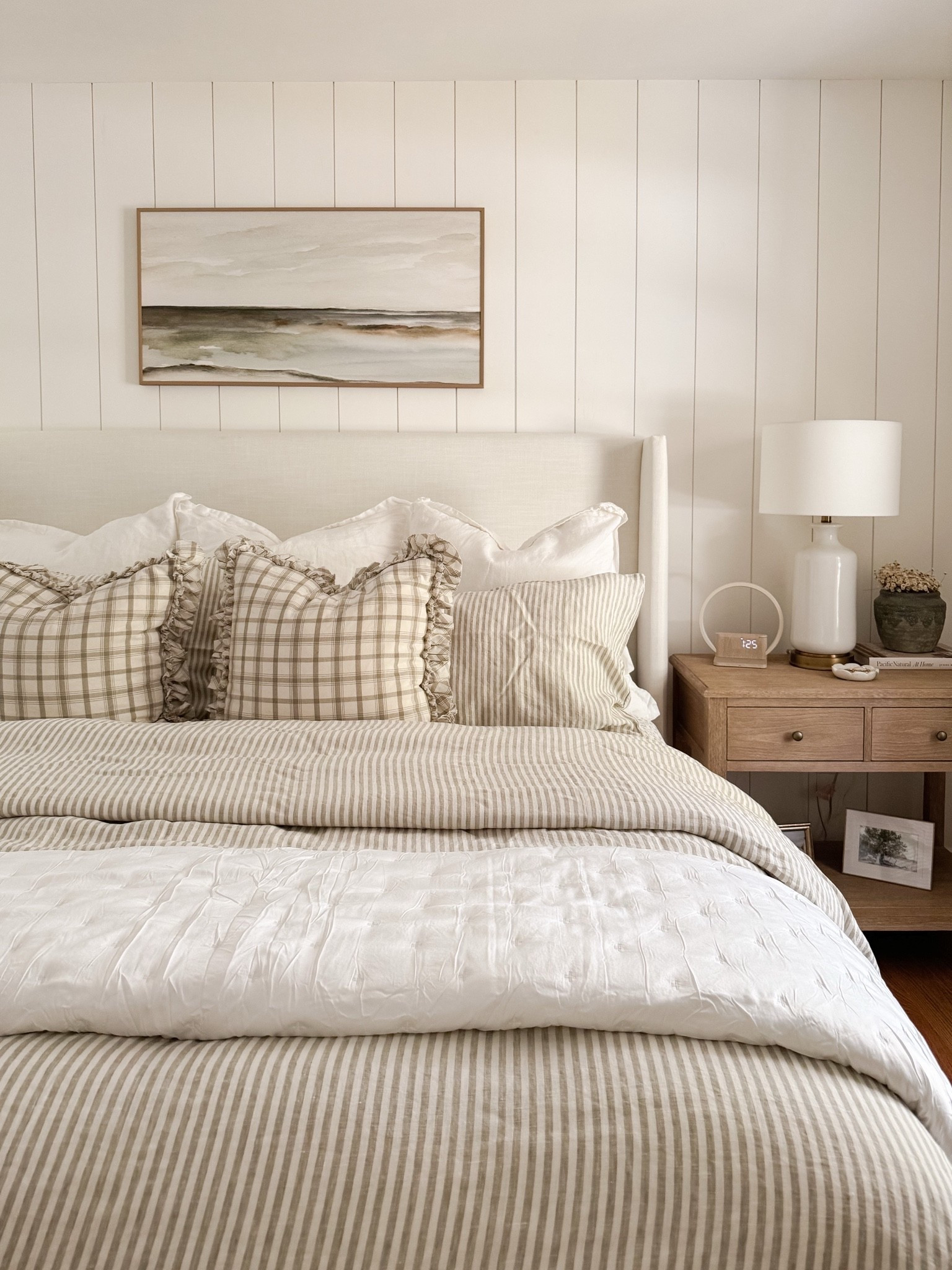 A cozy and welcoming coastal bedroom 🤍 This bedding has the prettiest striped  pattern—and it’s such a great price point! It comes in several color options and washes well.

#LTKHome