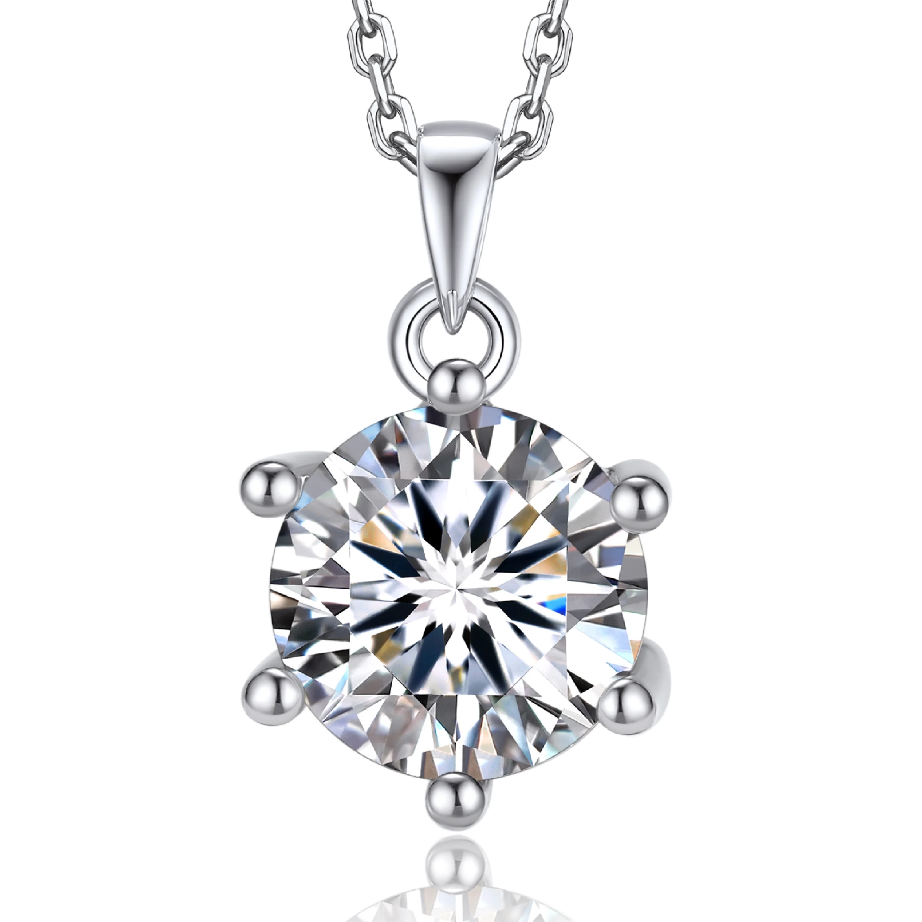 Momentwish Moissanite Necklace for Women 1 Carat Lab Created Simulated Diamond Solitaire Pendant ... | Walmart (US)