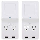 GE Surge Protector Tap with Wireless Charging, 2 Outlets, 2 USB, Qi Pad, 2 Pack, Charging Shelf, 560 | Amazon (US)