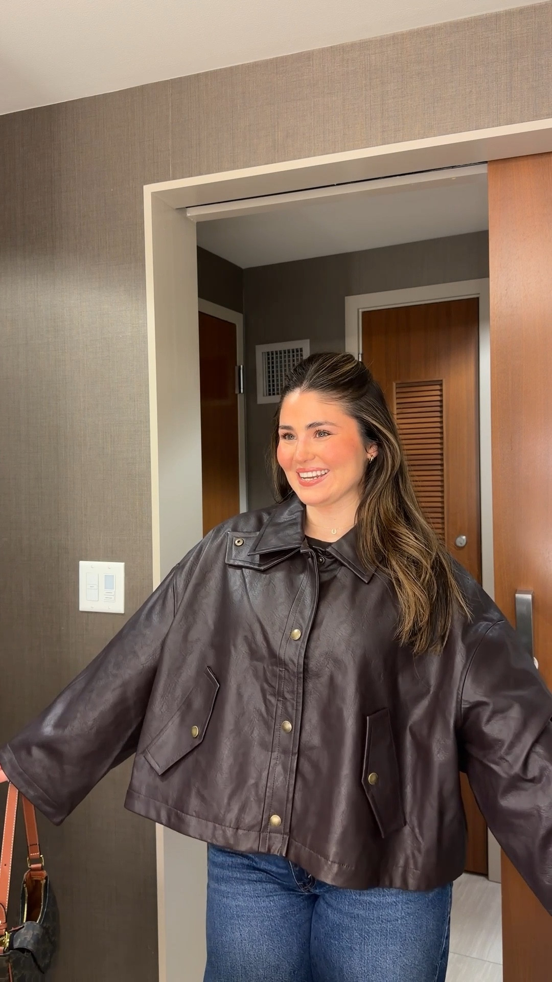 Brown tone outfit for dinner! I got this leather jacket during the Gap Black Friday sale and so glad I snagged, she is a beauty 🤎 

Gap, gap haul, leather jacket, women’s leather jacket, date night outfit, date night outfit Inspo, ootd, winter fashion, outerwear, gap fashion 

#LTKvlog #LTKSaleAlert #LTKootd