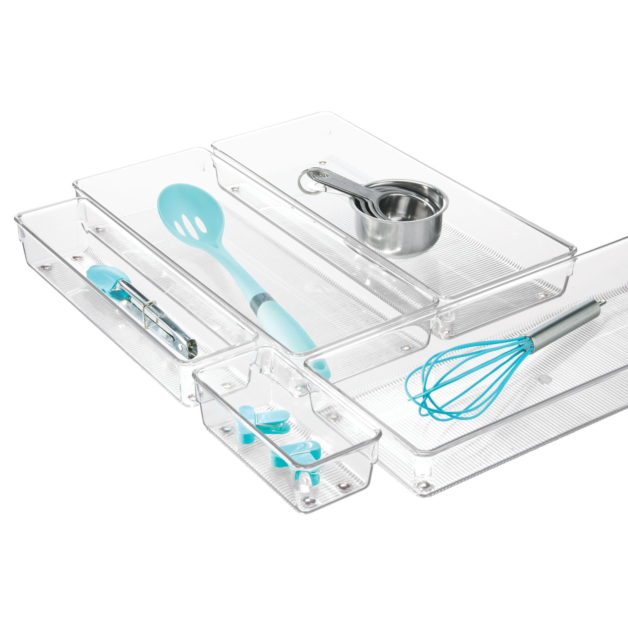 iDesign Recycled Plastic 5-Piece Kitchen Drawer Organizer Set - Linus Collection - Clear | Amazon (US)