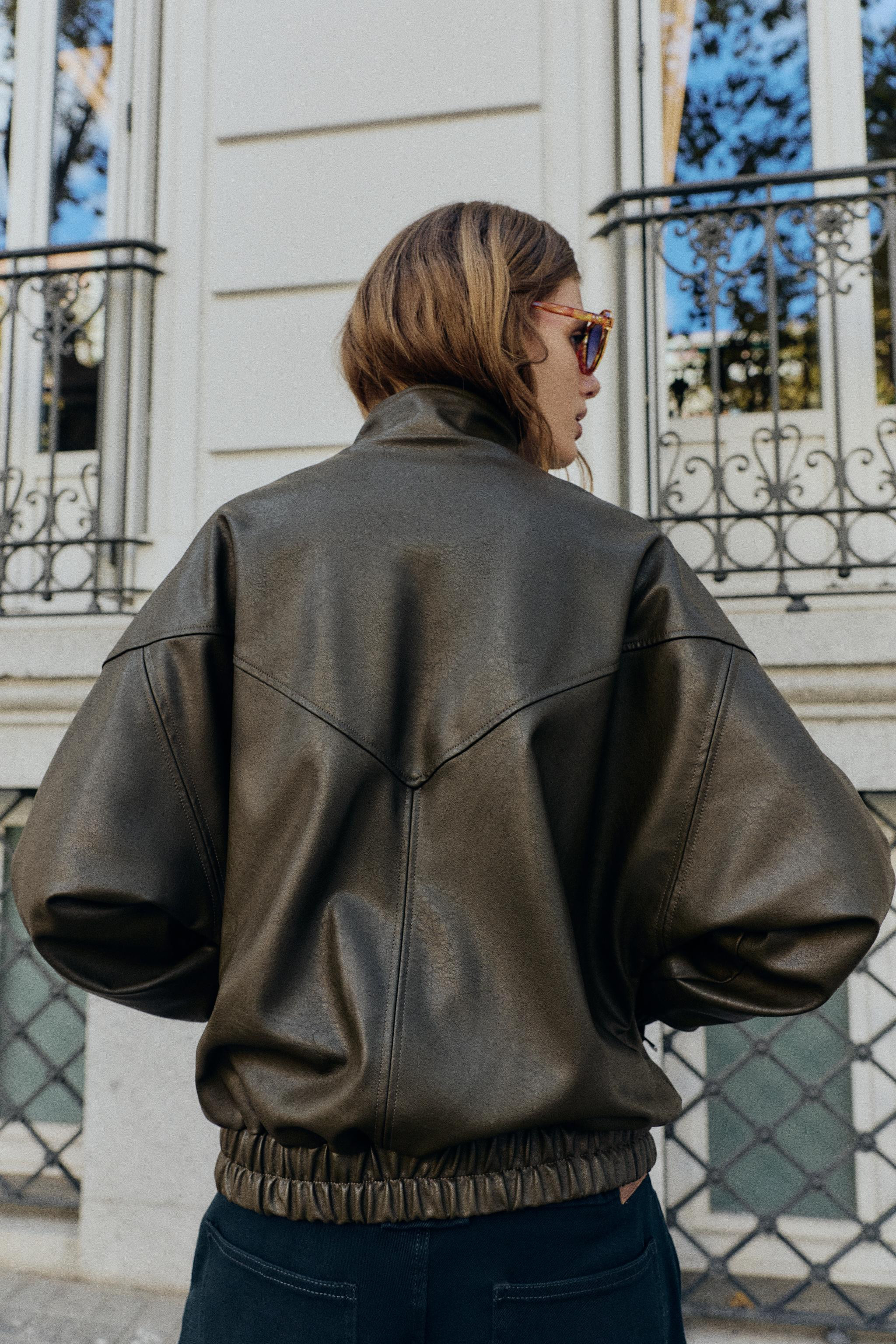 FAUX LEATHER HIGH COLLAR BOMBER JACKET | Zara US