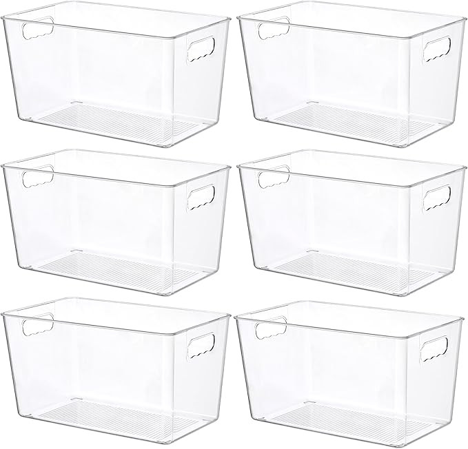 Vtopmart 6 PCS Clear Plastic Storage Bins, Pantry Organizer Containers with Handle for Refrigerat... | Amazon (US)