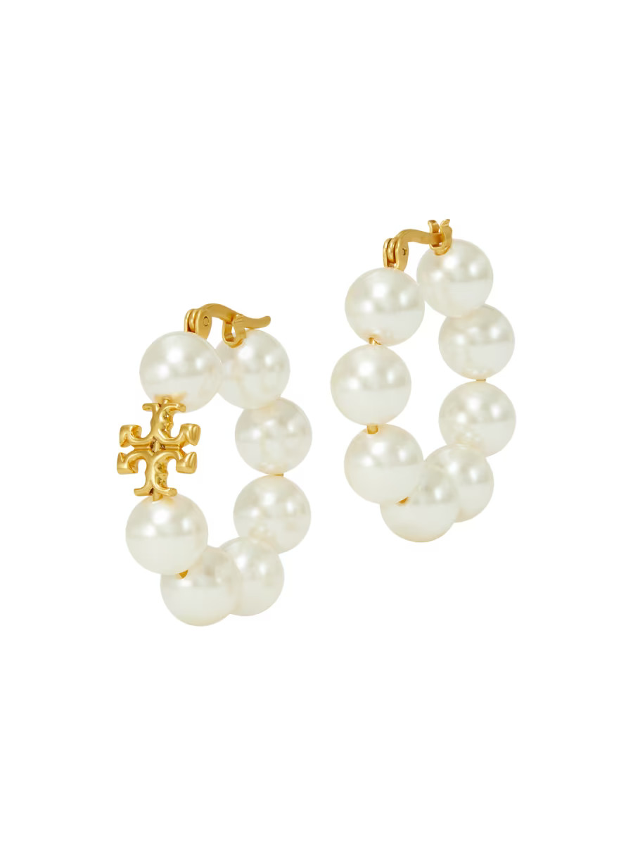 Kira 14K-Gold-Plated & Faux Pearl Hoop Earrings | Saks Fifth Avenue