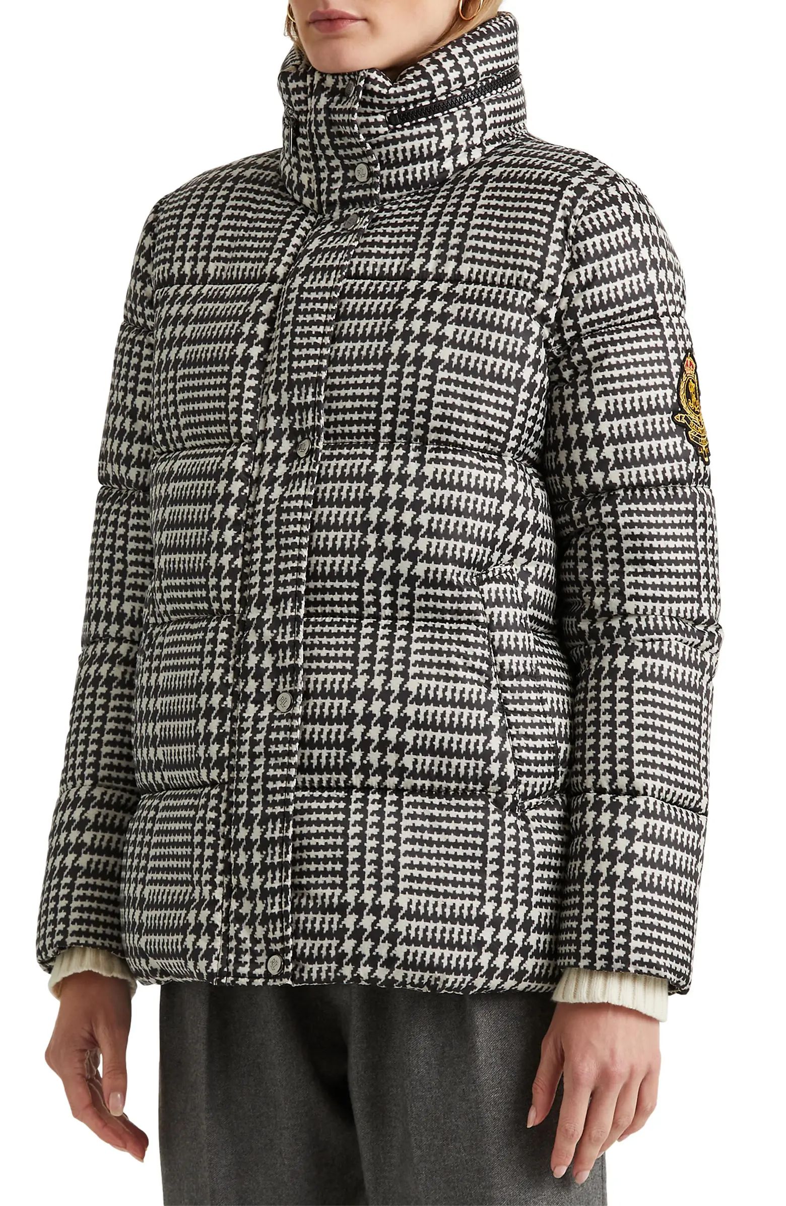 Houndstooth Check Puffer Coat | Nordstrom