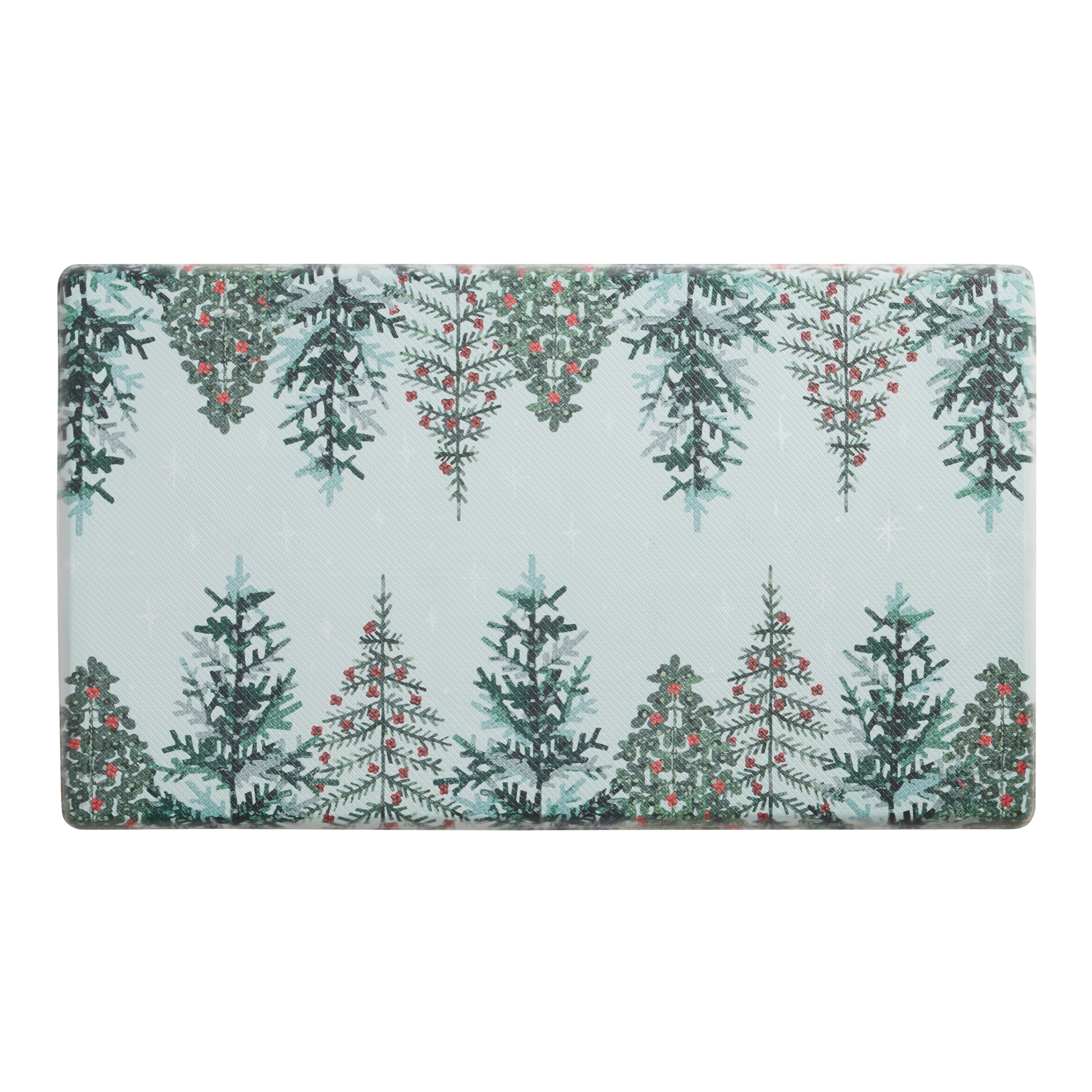 Tonal Green Holiday Trees Nonslip Kitchen Floor Mat | World Market