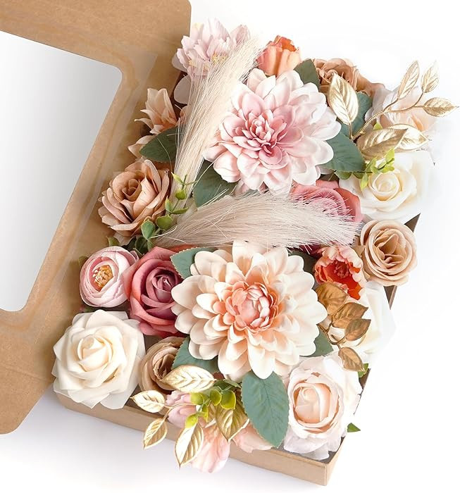 Champagne Artificial Flowers Combo Box Wedding Decor,Fake Flowers,Flowers for Decoration,Silk Flo... | Amazon (US)