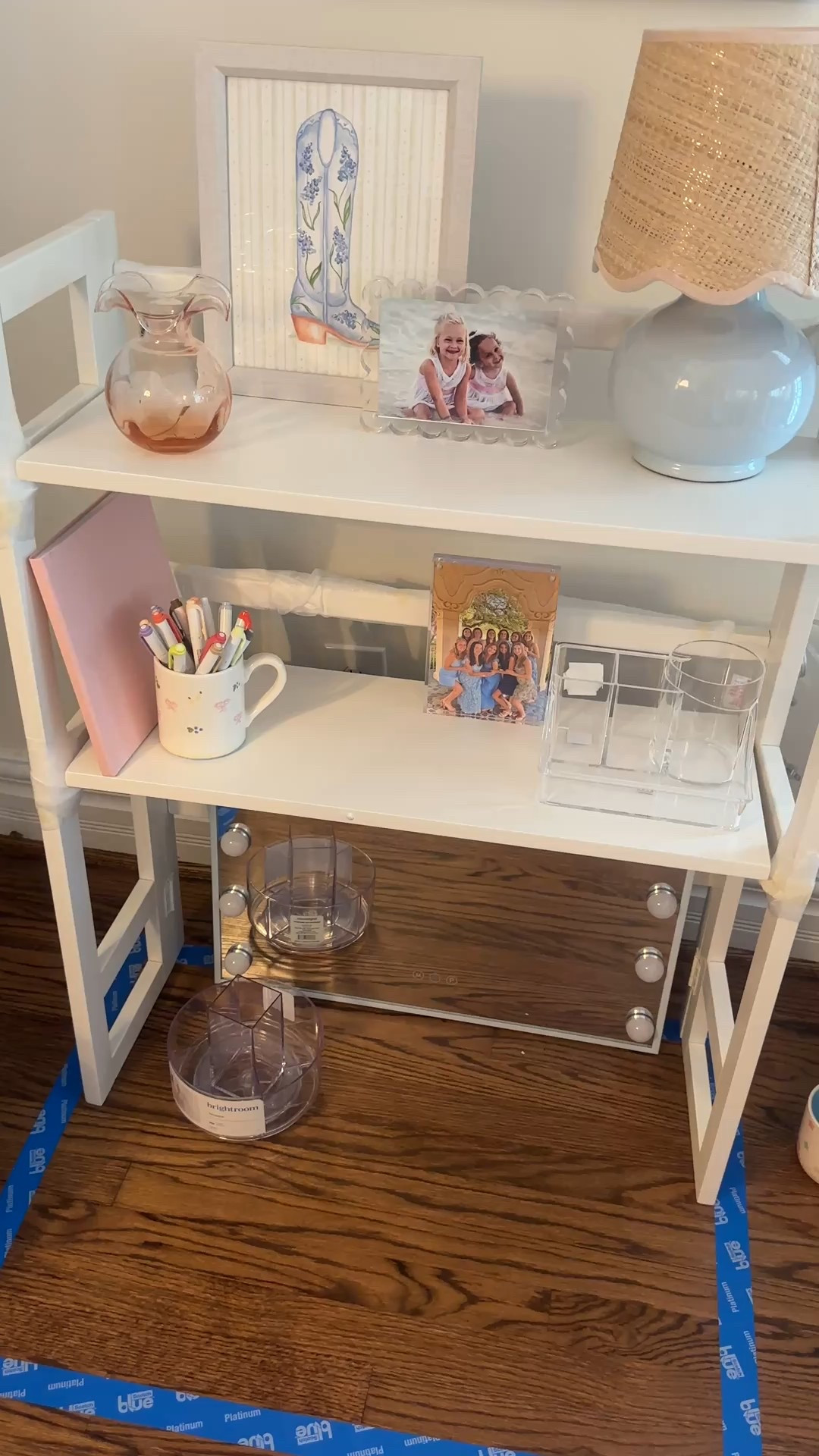 Dorm desk hutch. Sold out in white currently but hoping they will restock. Linked others below.. Lamp is from Kirklands. Print is from Pearly Gates Design.

College dorm decor. 

#LTKHome