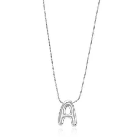 No Boundaries Silvertone Initial Bubble Letter Necklace, 1 Piece, Letter A | Walmart (US)