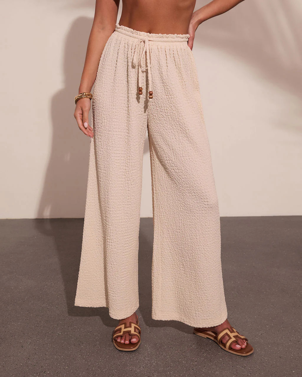 Leelie Drawstring Scrunch Knit Wide Leg Pants | VICI