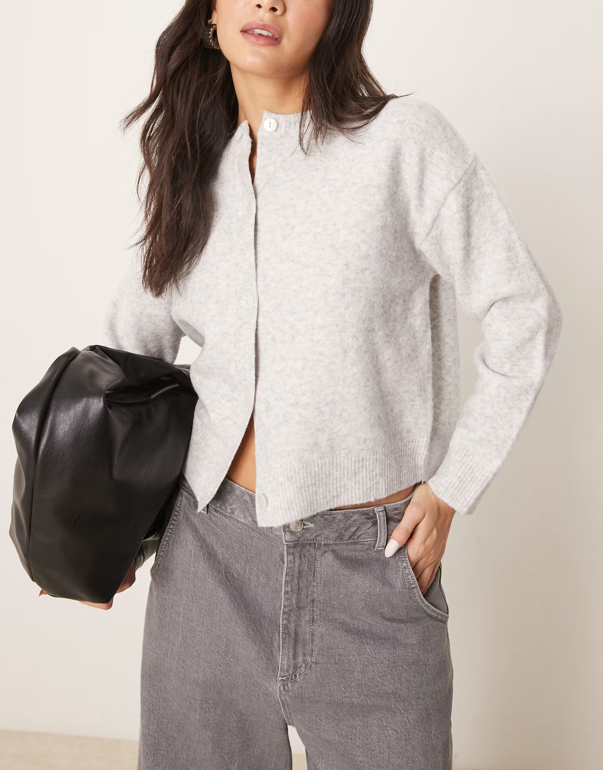New Look crew neck cardigan in grey | ASOS (Global)