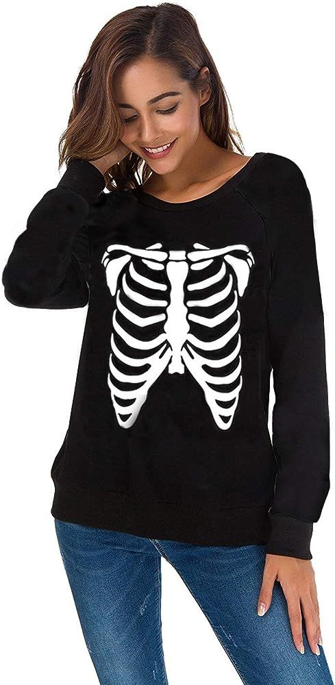 Womens Long Sleeve Round Neck Casual Halloween Pullover Cotton Sweatshirts | Amazon (US)