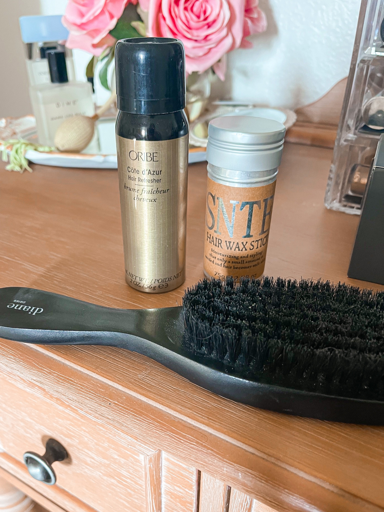 must have hair essentials for slicked back dirty hair days! 
Hair wax stick - this brush is it for the slicked back look - and this hair freshener smells heavenly .. trust me !! 

#LTKunder50 #LTKbeauty #LTKsalealert