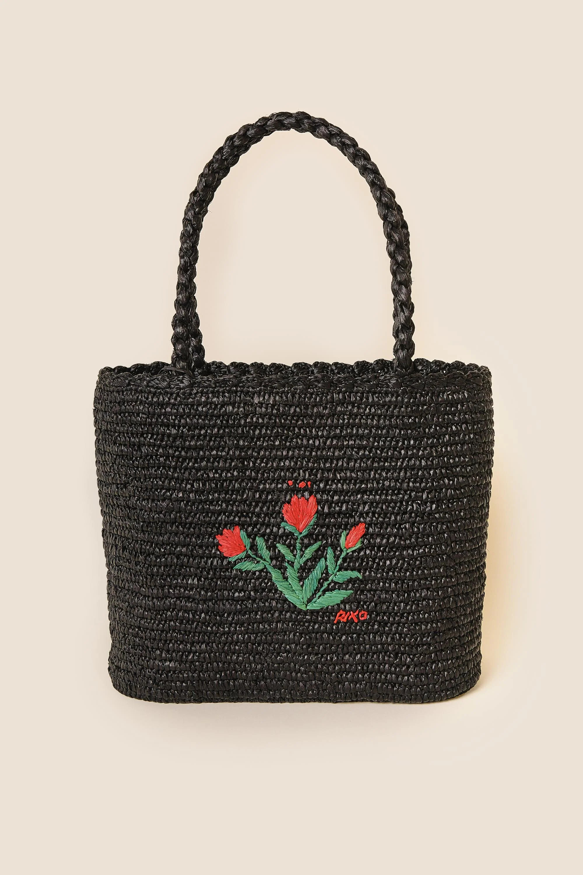 Nilani - Rose Floral Embroidery Black | Rixo