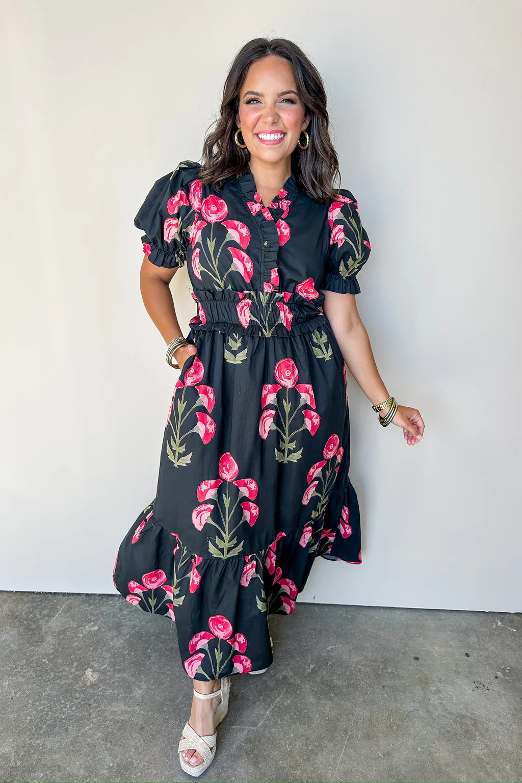 Rosy Daydream Maxi Dress In Black | Jules & James Boutique