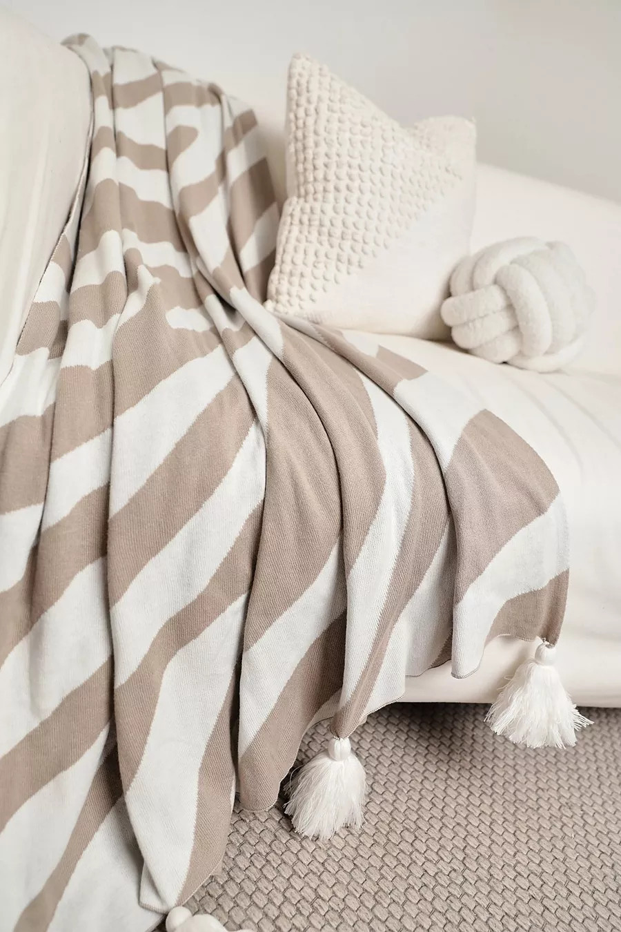 Zebra Tassel Fine Knit Throw | Boohoo.com (UK & IE)