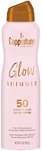 Coppertone Glow with Shimmer Sunscreen Spray, Water Resistant , Broad Spectrum, SPF 50, 5 Oz | Amazon (US)