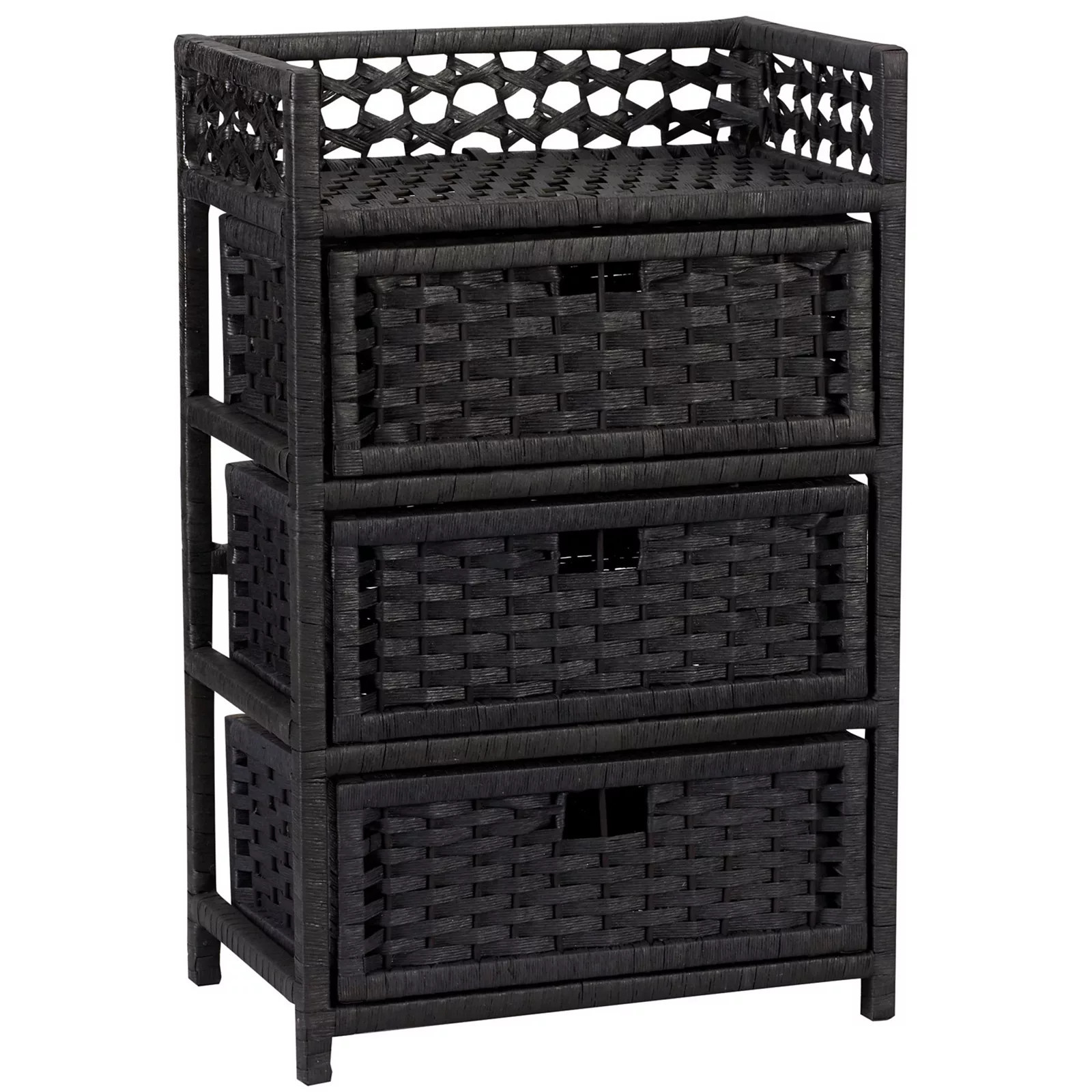 Household Essentials Paper Rope 3-Drawer Chest, Black | Kohl's
