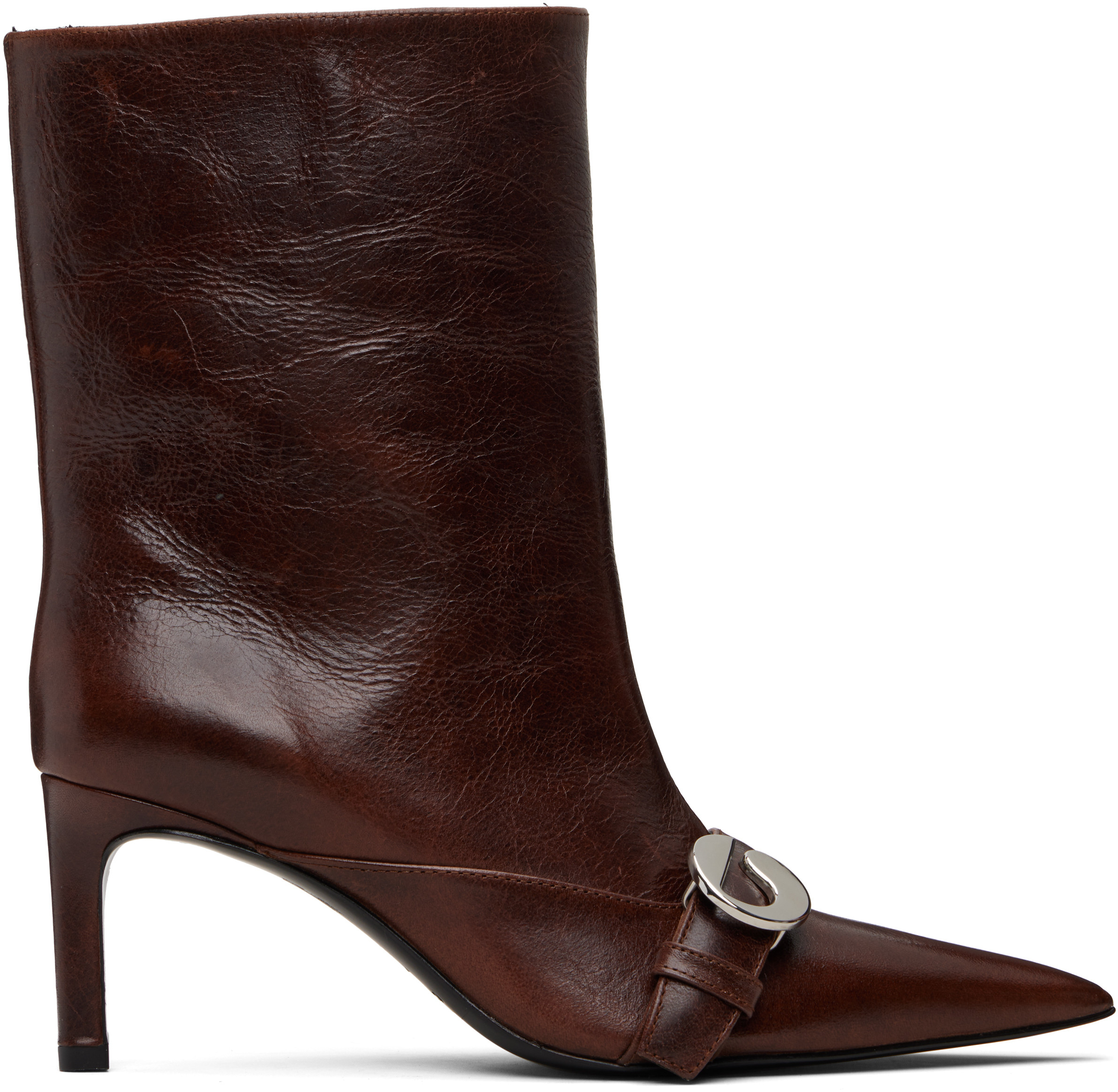 Coperni Brown Ankle Heeled Belt Boots | SSENSE