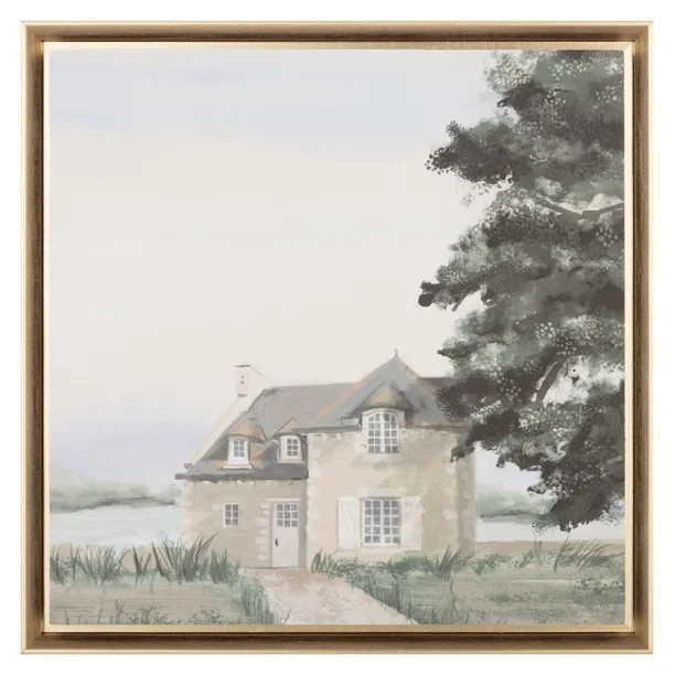 Home Décor Collection Coastal Seaside Manor Framed Canvas Wall Art, 15.5" x 15.5", Antique Gold | Walmart (US)