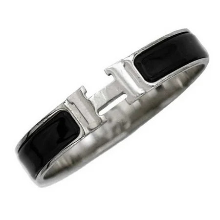 Pre-Owned Hermes bangle click crack PM silver black metal HERMES bracelet ladies accessory fashion (Good) | Walmart (US)