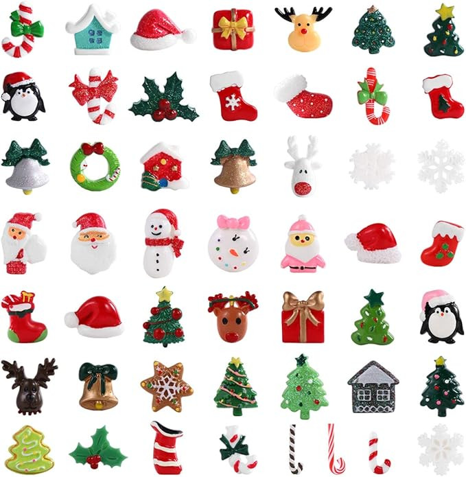 Milisten 50 Pcs Christmas Slime Charms Slices Resin Saint Santa Snowman Tree Bell Deer Suits Cand... | Amazon (US)