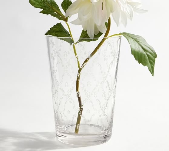 Julia Berolzheimer Etched Poppy Handcrafted Glass Vase | Pottery Barn (US)