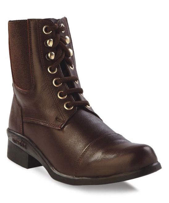 Old West Girls' Western Boots Brown - Brown Lace-Up Leather Boot - Girls | Zulily