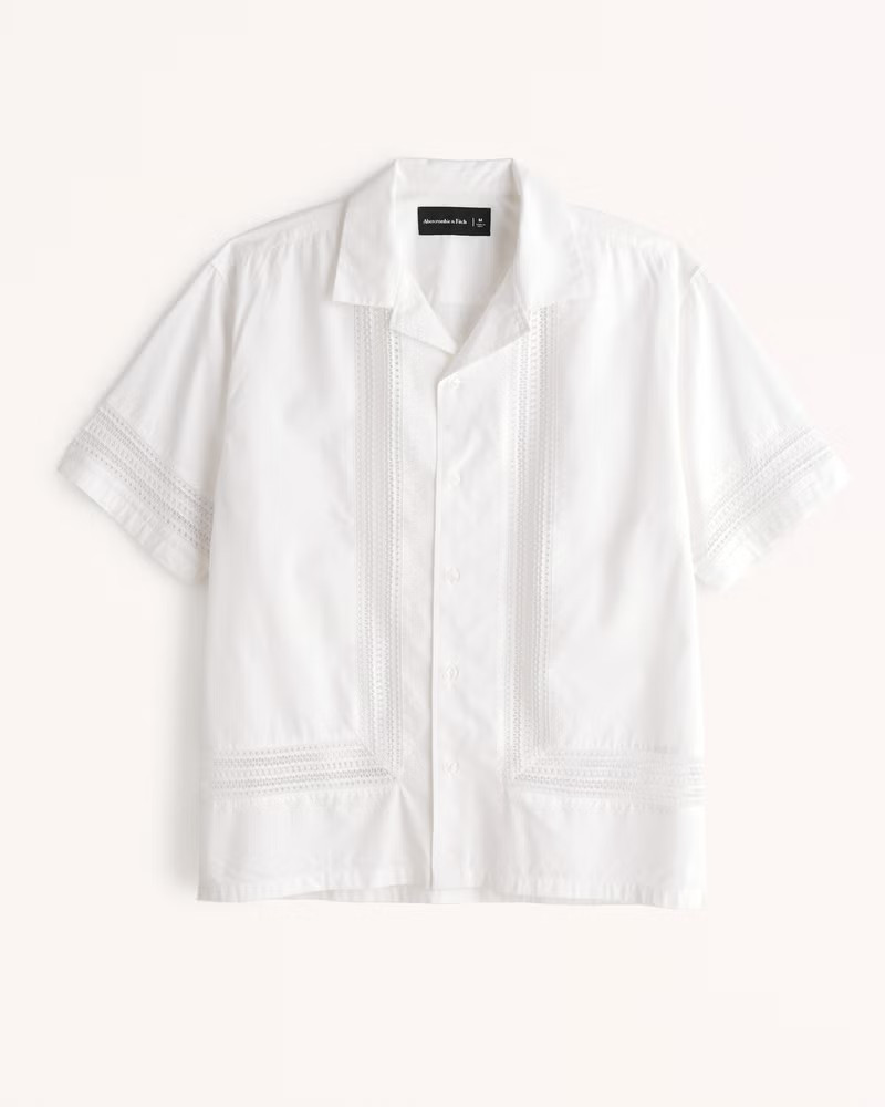 Camp Collar Lacey Button-Up Shirt | Abercrombie & Fitch (US)