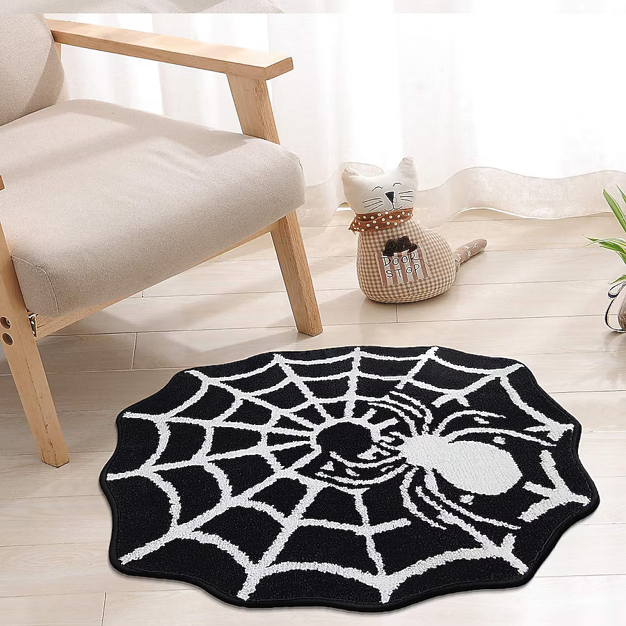 Haunted Living 25-in x 25-in Black white Non-Slip Grip Indoor Door Mat | Lowe's