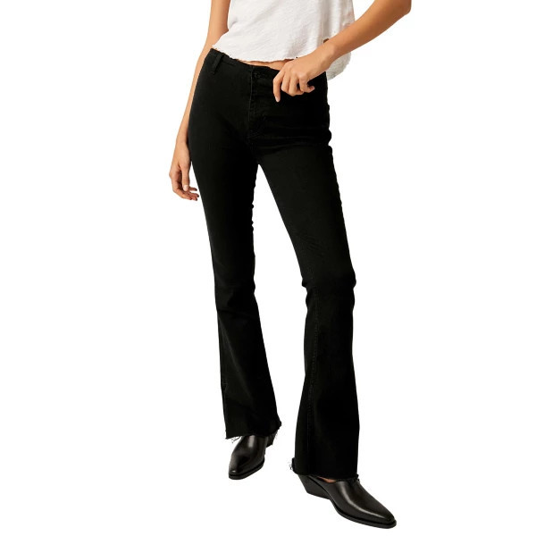 Women's Free People Level Up Slit Slim Fit Flare Jeans Black 25 30.5 | Scheels