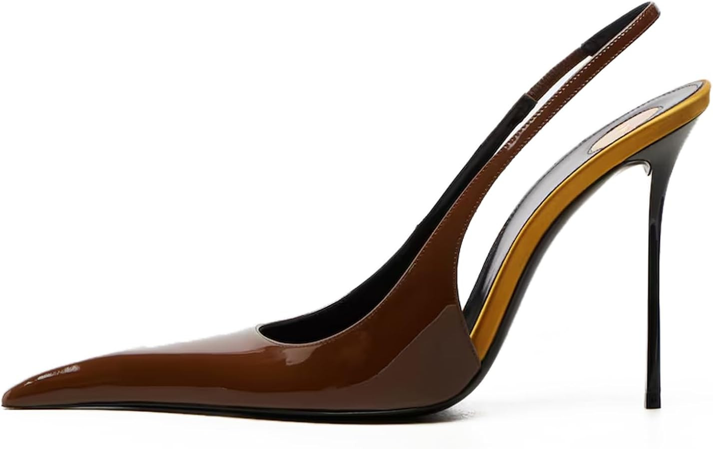 Stiletto High Heel Slingbacks for Women Patent Leather Closed Pointed Toe Pumps Slip on Elastic S... | Amazon (US)