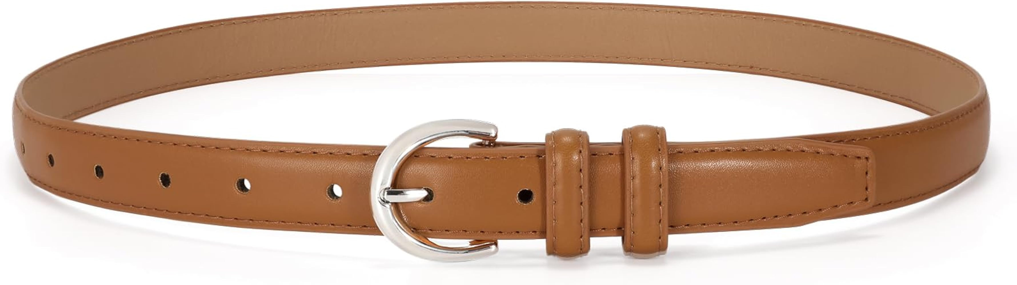 SANSTHS Women Leather Belt for Jeans Pants Fashion Ladies Skinny Belt for Dresses Thin Belt with ... | Amazon (US)