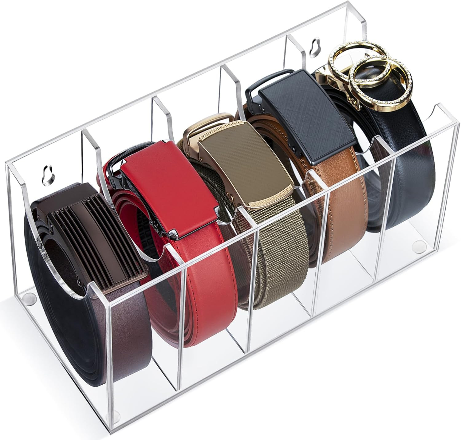 Acrylic Belt Organizer - 5 grid Belt Holder – Wall Mount Belt Storage – Tie and Belt Organize... | Amazon (US)