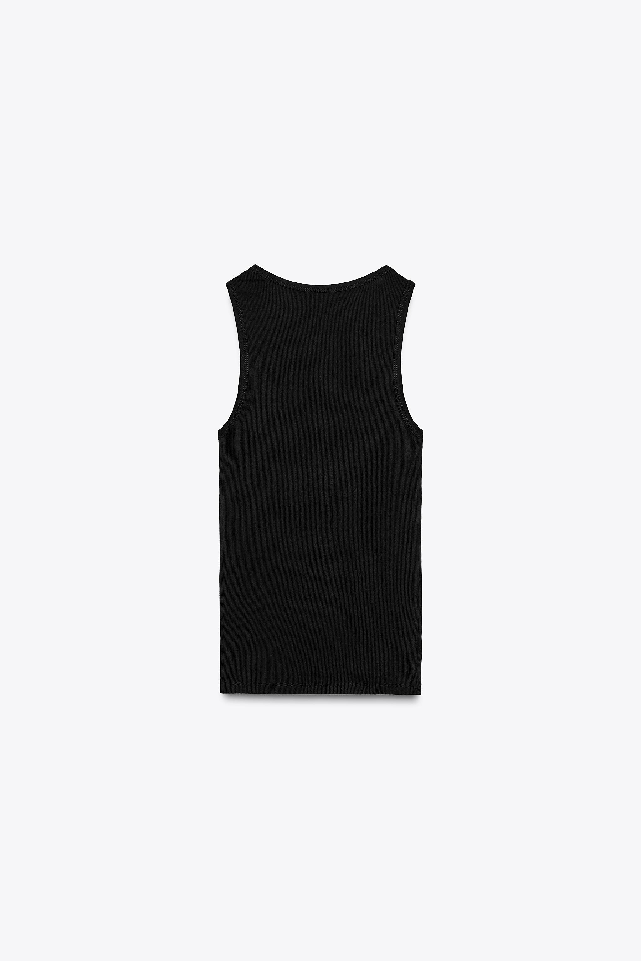 SLEEVELESS RIBBED COTTON T-SHIRT | Zara US