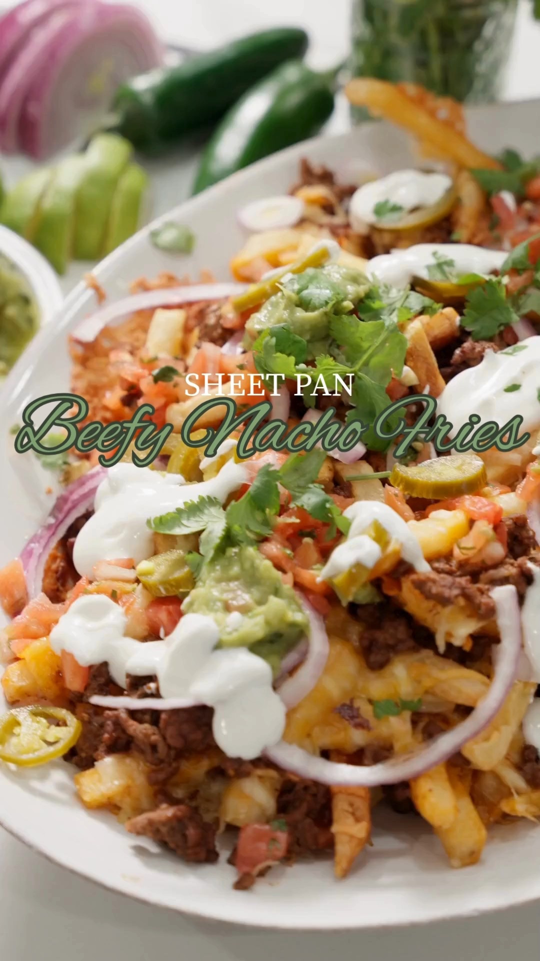 Touchdown! 🏈 Score big with your guests this football season with these Sheet Pan Beefy Nacho Fries. 

They're ready in just 10 minutes and perfect for sharing. Piled high with seasoned ground beef, gooey cheddar cheese, pico de gallo, and jalapeños, these are guaranteed to be a crowd-pleaser. 

Grab a tray, load it up, and get ready to cheer on your favorite team...The Browns of course! 

#SaucedBySunday #FootbalSeason #FootballGameHosting #SeasonalRecipes #Hosting #HighQualityVideo #FoodVideo #DrinkVideo #HomeBartender #EasyRecipes #NFL2025