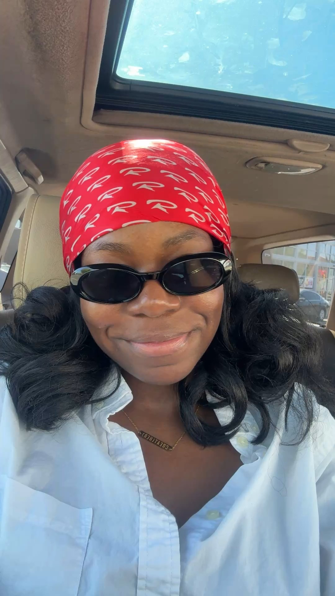 Red silk scarf and black sunglasses 

#LTKFestival #LTKStyleTip #LTKBeauty