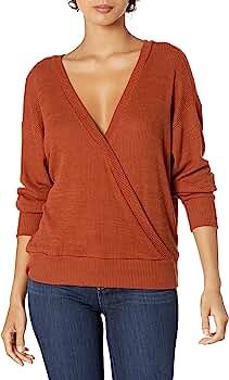 Lucky Brand Women's Long Sleeve 2 Way Wrap Cloud Jersey Sweatshirt | Amazon (US)