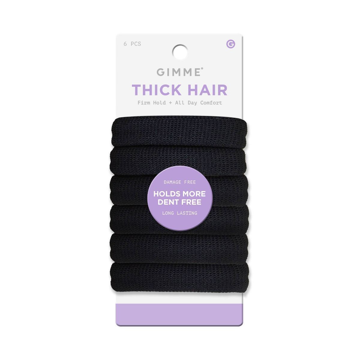 Gimme Beauty Thick Hair Tie Bands - Black - 6ct | Target