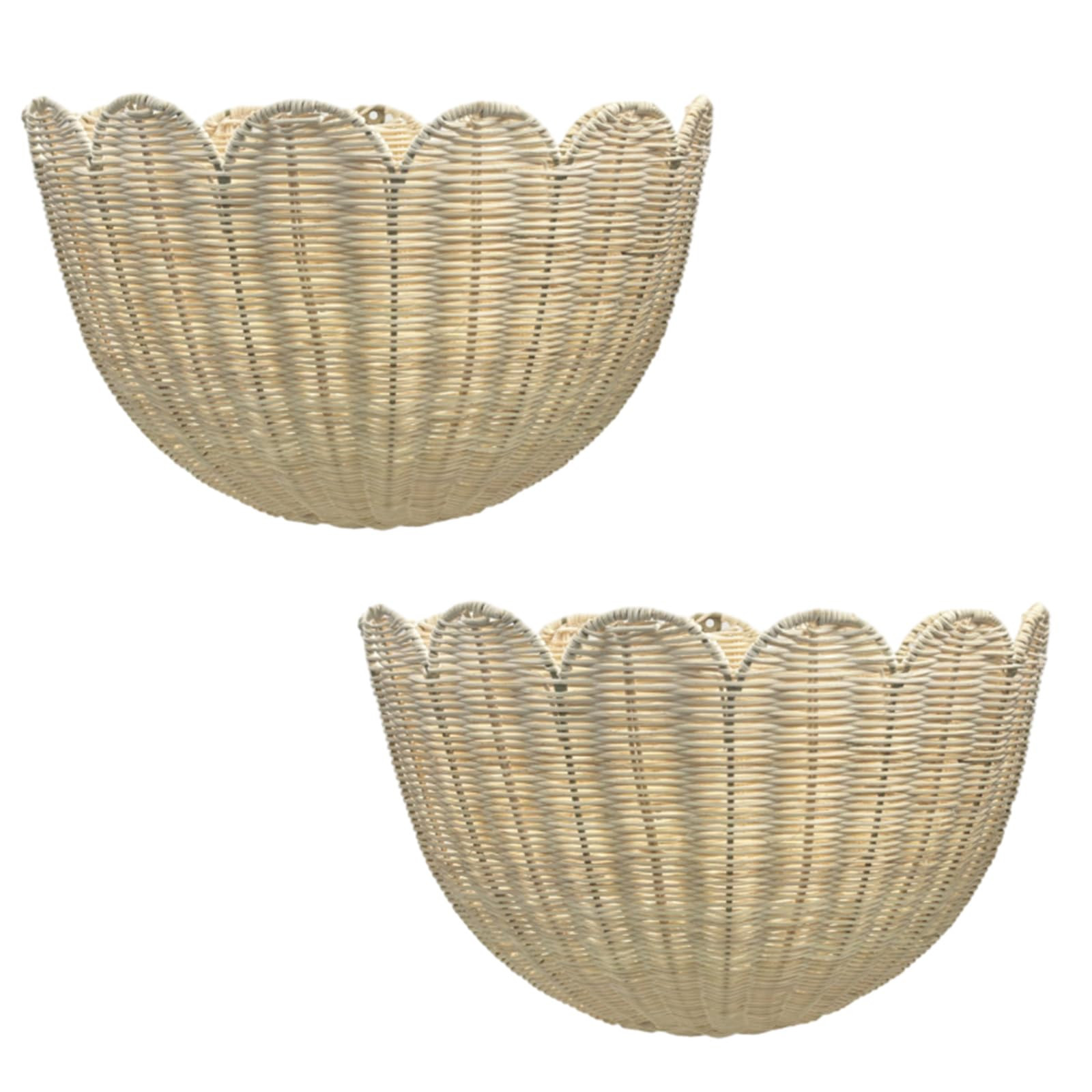 Scallop Wall Basket, Scalloped Wall Wicker Basket, Hanging Home Decor for Bedroom Bathroom (2Pcs) | Amazon (US)