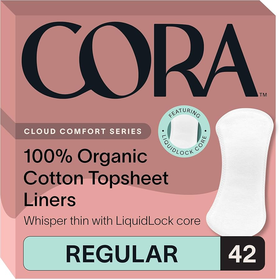 Cora Period Regular Liners | 100% Organic Cotton Topsheet | Ultra Thin, Quick Absorbency | Hypoal... | Amazon (US)