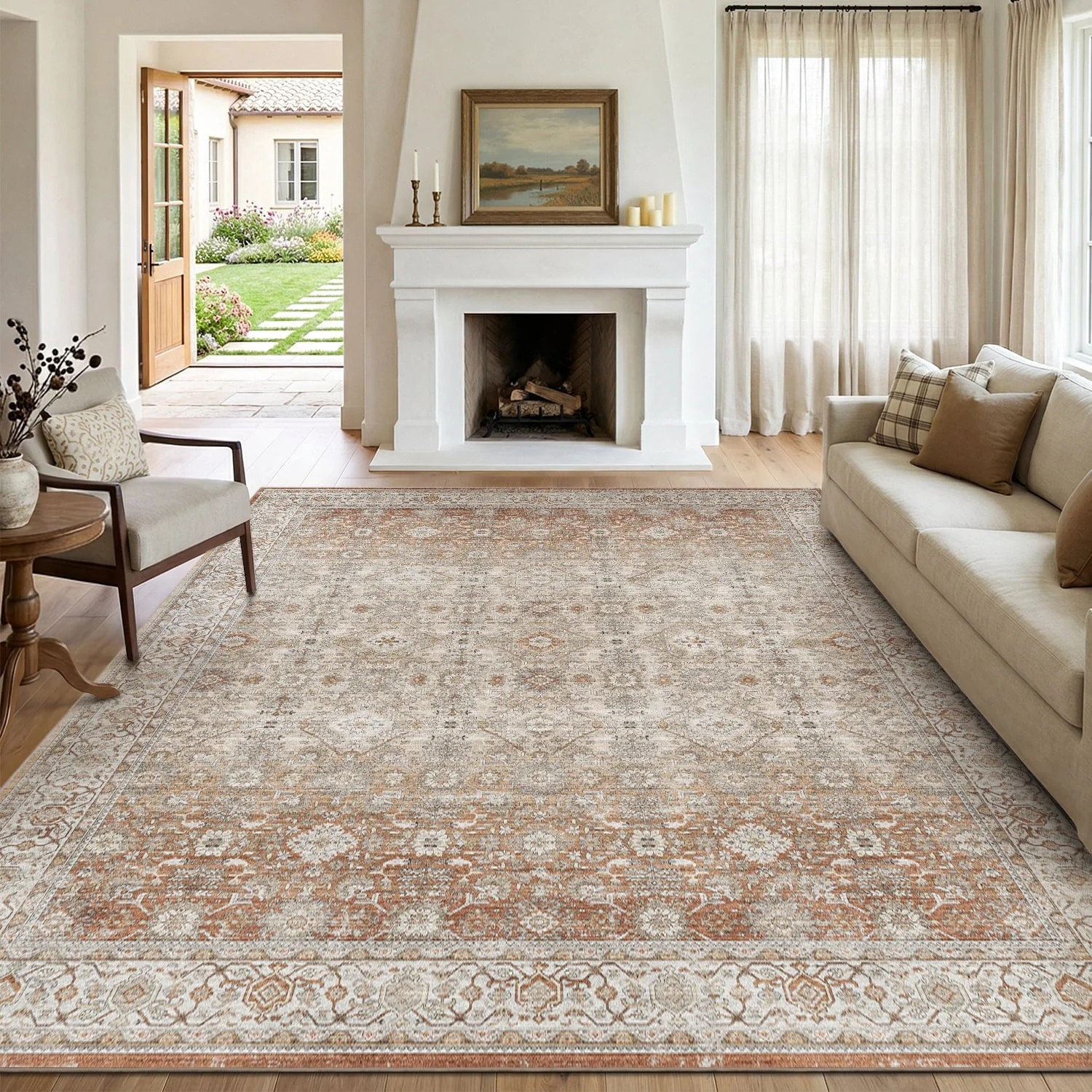 SIXHOME 8'x10' Area Rugs for Living Room Washable Rugs Ombre Vintage Floral Living Room Rug Aesth... | Walmart (US)